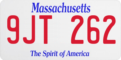MA license plate 9JT262