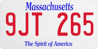 MA license plate 9JT265
