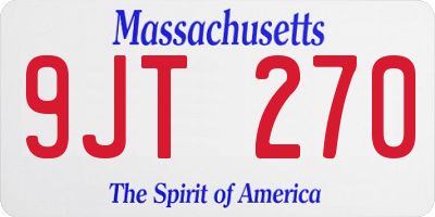 MA license plate 9JT270