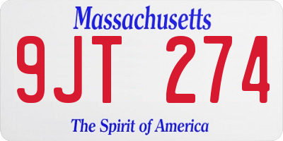 MA license plate 9JT274