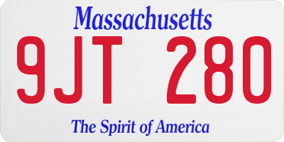 MA license plate 9JT280