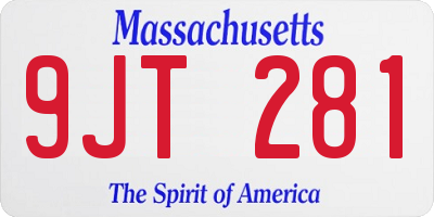MA license plate 9JT281