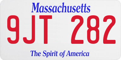 MA license plate 9JT282