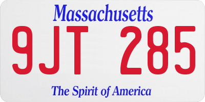 MA license plate 9JT285