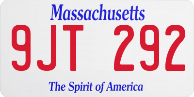 MA license plate 9JT292