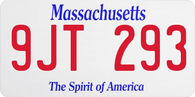MA license plate 9JT293