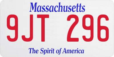 MA license plate 9JT296