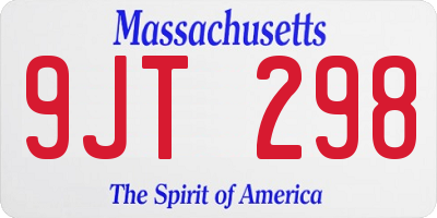 MA license plate 9JT298