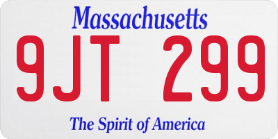 MA license plate 9JT299