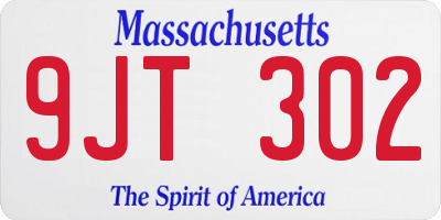 MA license plate 9JT302