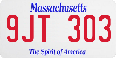 MA license plate 9JT303