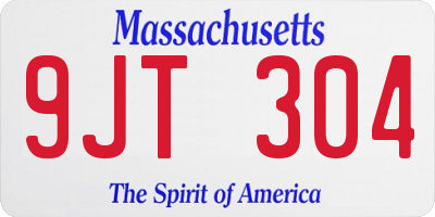 MA license plate 9JT304