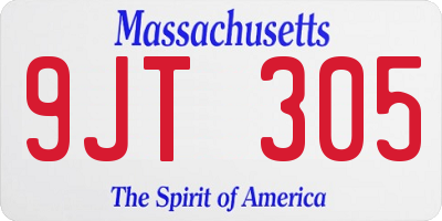 MA license plate 9JT305