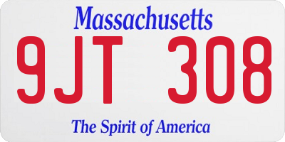 MA license plate 9JT308