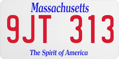 MA license plate 9JT313