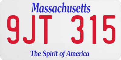MA license plate 9JT315