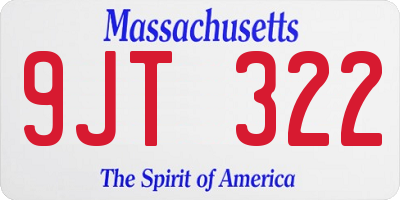 MA license plate 9JT322