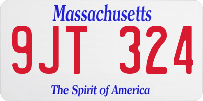 MA license plate 9JT324