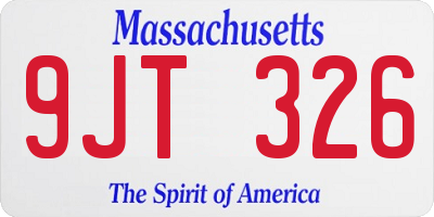 MA license plate 9JT326
