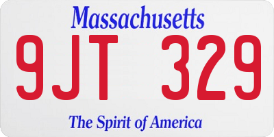 MA license plate 9JT329