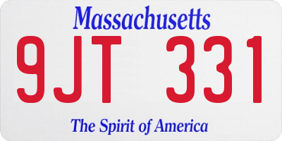 MA license plate 9JT331