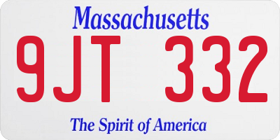 MA license plate 9JT332