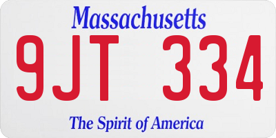 MA license plate 9JT334