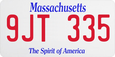 MA license plate 9JT335