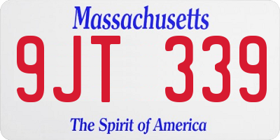 MA license plate 9JT339