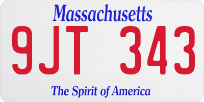 MA license plate 9JT343