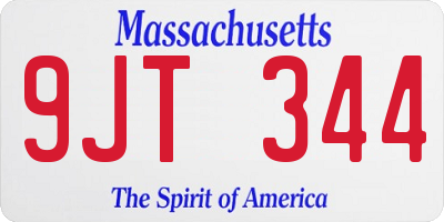 MA license plate 9JT344
