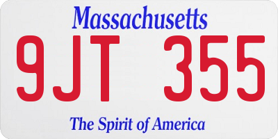 MA license plate 9JT355