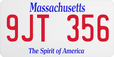 MA license plate 9JT356