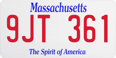 MA license plate 9JT361
