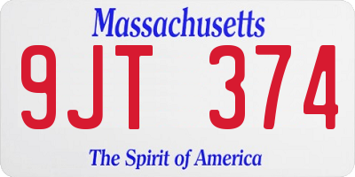 MA license plate 9JT374