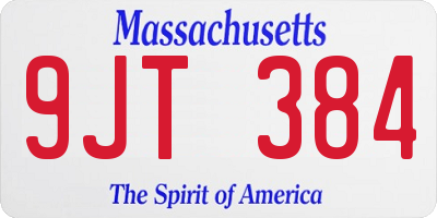MA license plate 9JT384