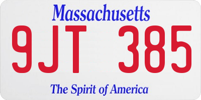 MA license plate 9JT385
