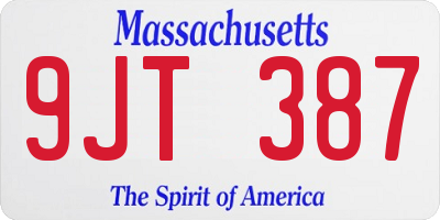 MA license plate 9JT387