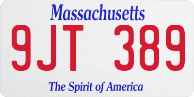 MA license plate 9JT389