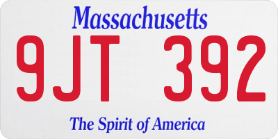 MA license plate 9JT392