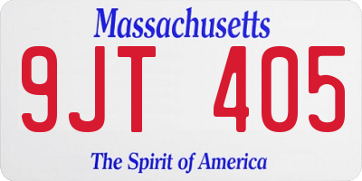 MA license plate 9JT405