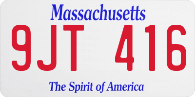 MA license plate 9JT416