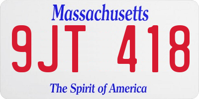 MA license plate 9JT418