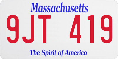 MA license plate 9JT419