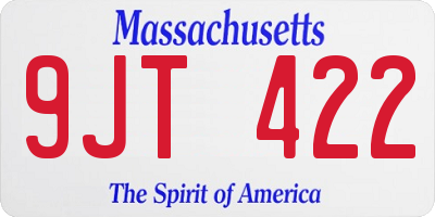 MA license plate 9JT422