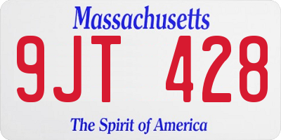 MA license plate 9JT428