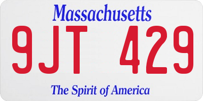 MA license plate 9JT429