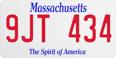 MA license plate 9JT434