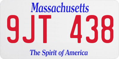 MA license plate 9JT438