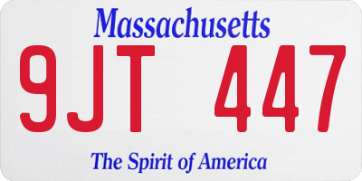 MA license plate 9JT447